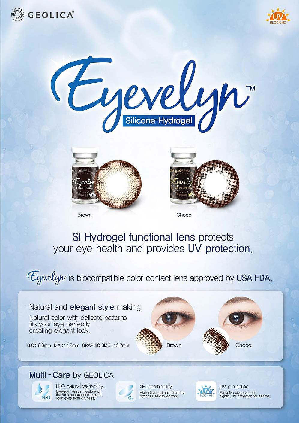 Description Imges of GEO Eyevelyn Choco Silicone Hydrogel Circle lens